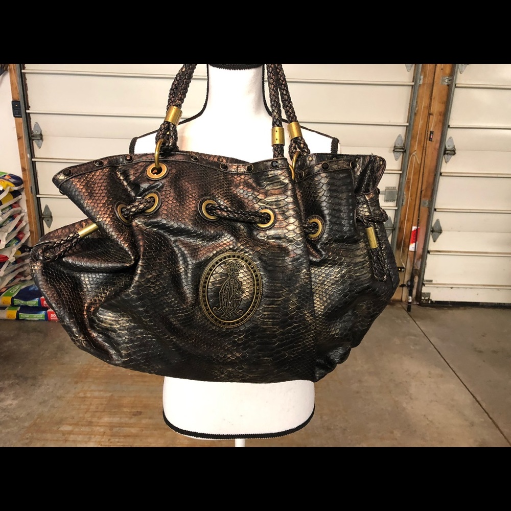 Christian Audigier metallic oversized handbag